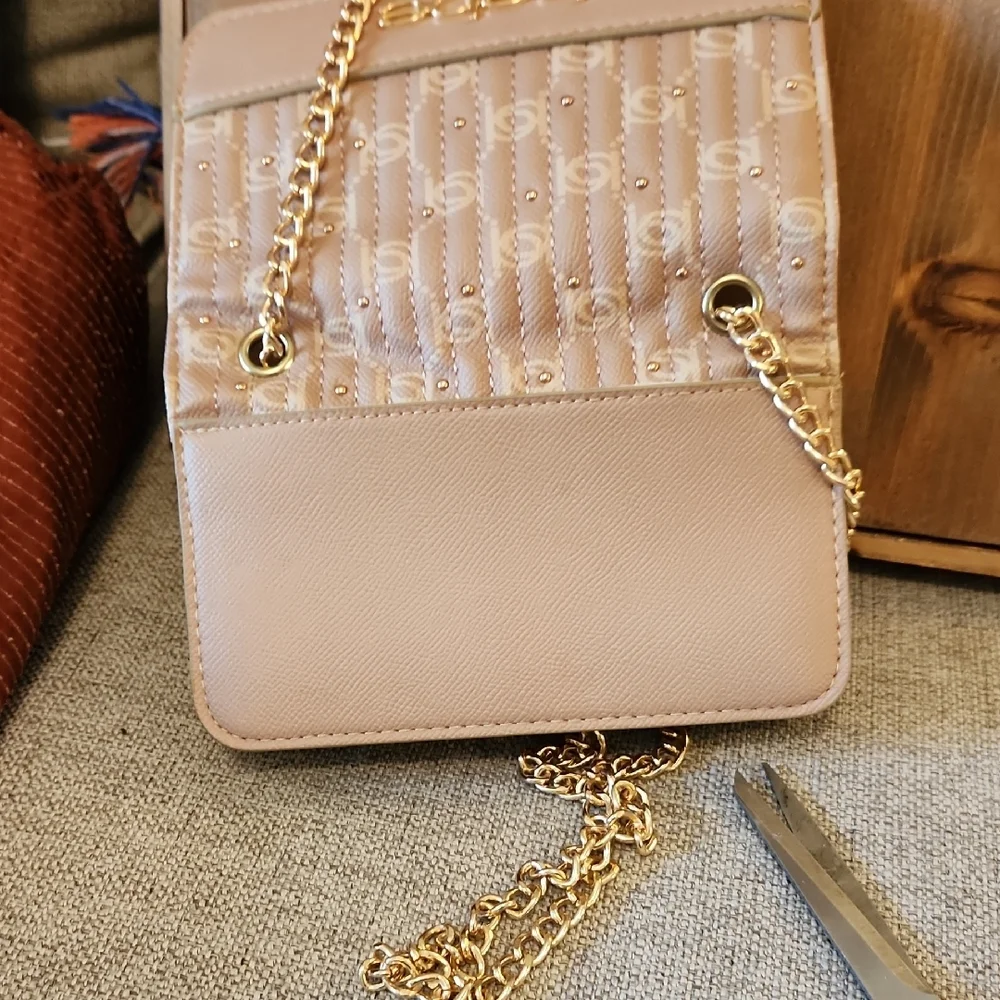 Bebe Tan and Gold Clutch with Chain Strap - Picture 6 of 8